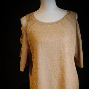 Closet closing!No reasonable offer refusedNWT AVA James Gold open shoulder shirt